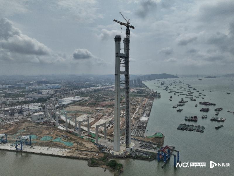 珠江口第一高塔狮子洋大桥主塔封顶，项目建设创5项世界第一